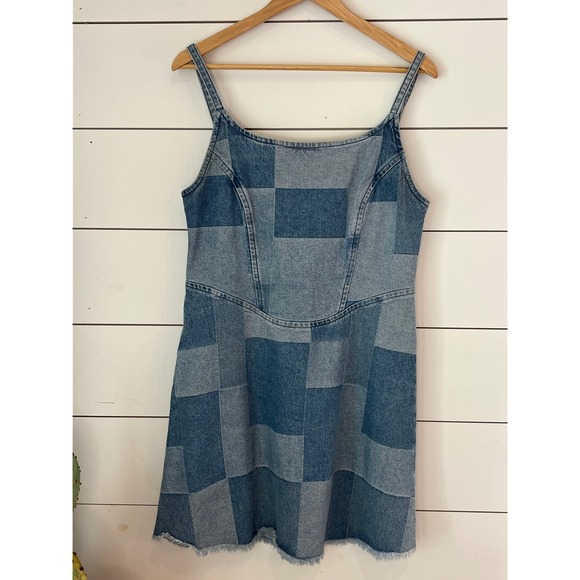 Dresses & Skirts - Patchwork Denim Mini Dress / western y2k indie sleaze 100%cotton